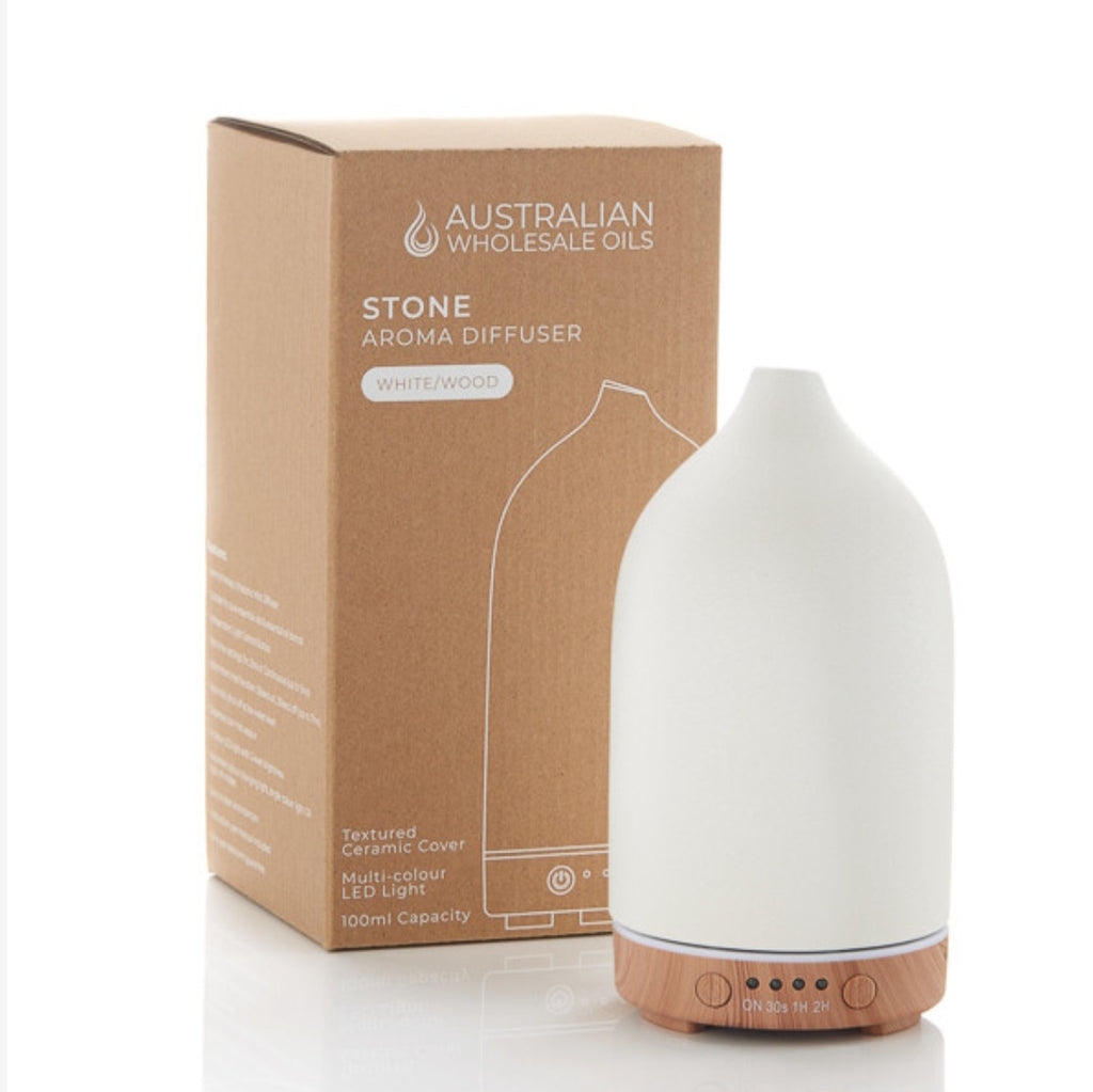 Stone Aroma Diffuser - White/Wood Grain